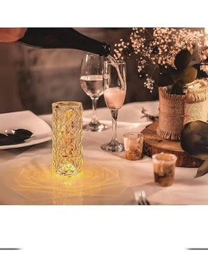 Odea Dokunmatik Sensörlü Rgb Gece Lambası, Şarj Edilebilir Masa Lambası ile Kristal Elmas Tasarım