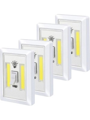 Odea 4 Adet Pille Çalışan Mıknatıslı Duvar Anahtarı Cob LED Lamba, Kablosuz Aydınlatma