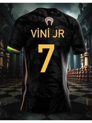 Ozsports Brezilya Vini Jr Özel Tasarım Futbol Forması Siyah