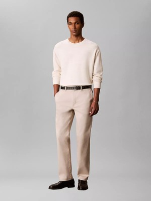 Calvin Klein Erkek Normal Kesim Düz Paça Esnek Pamuklu Kumaşlı Chino Bej Pantolon LV04LF600G-NSU