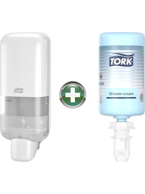 Tork S4 Beyaz Sabun ve Dezenfektan Dispenseri 564500 + 1 L El, Saç ve Vücut Sıvı Sabunu Hediyeli