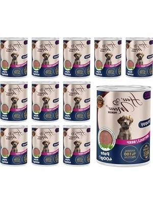 Odea Yavru Köpekler Için Biftekli Pate, 400 Gramlık 12 Adet Set