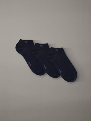 Calvin Klein Erkek Pamuklu Üçlü Paket Kısa Lacivert Çorap C701234366-002