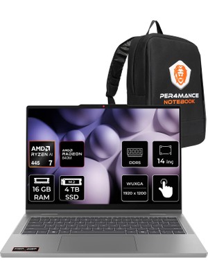 Lenovo Ideapad 5 2-In-1 14AGP11 Ryzen Aı 7 445 16GB Ram 4tb SSD 14" Touch Wuxga (1920X1200) IPS Freedos 83UH0049TRP311 Dokunmatik Taşınabilir Bilgisayar + Per4 Çanta