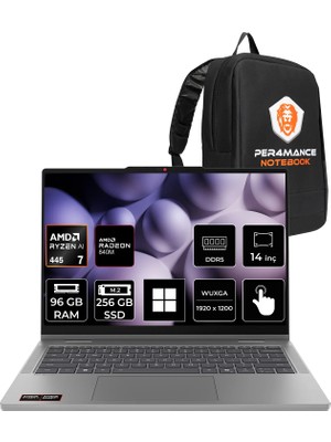 Lenovo Ideapad 5 2-In-1 14AGP11 Ryzen Aı 7 445 96GB Ram 256GB SSD 14" Touch Wuxga (1920X1200) IPS WIN11 Pro 83UH0049TRP349 Dokunmatik Taşınabilir Bilgisayar + Per4 Çanta