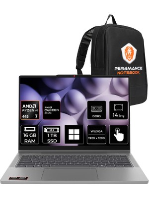 Lenovo Ideapad 5 2-In-1 14AGP11 Ryzen Aı 7 445 16GB Ram 1tb SSD 14" Touch Wuxga (1920X1200) IPS WIN11 Pro 83UH0049TRP309 Dokunmatik Taşınabilir Bilgisayar + Per4 Çanta