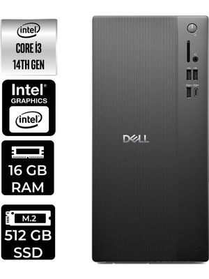 Dell Tower Essential QVT1260 Intel Core I3 14100 16GB Ram 512GB SSD WIN11 Home BTO001_QVT1260P321 Masaüstü Bilgisayar + Per4 USB Bellek