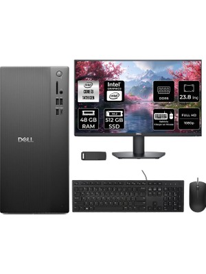 Dell Tower Essential QVT1260 Intel Core I3 14100 48GB Ram 512GB SSD 23.8" Fhd Freedos BTO001_QVT1260P609 Masaüstü Bilgisayar + Per4 USB Bellek