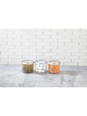 Odea Yuvarlak Lüks Saklama Kabı, Krom Kapak, 3 Adet x 400 ml