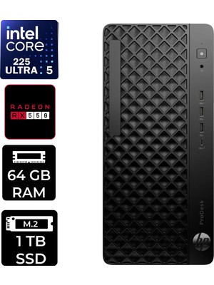 Hp Prodesk 4 Tower G1I Intel Core Ultra 5 225 Rx 550 4gb 64GB Ram 1tb SSD WIN11 Home D36TQETP394 Masaüstü Bilgisayar + Per4 USB Bellek