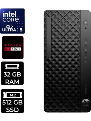Hp Prodesk 4 Tower G1I Intel Core Ultra 5 225 Rx 550 4gb 32GB Ram 512GB SSD WIN11 Home D36TQETP385 Masaüstü Bilgisayar + Per4 USB Bellek
