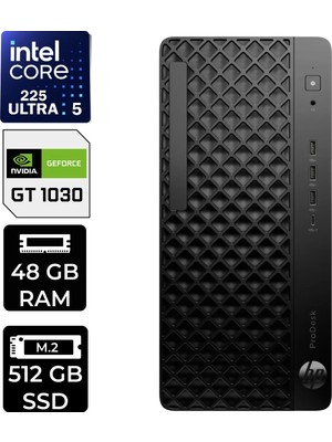 Hp Prodesk 4 Tower G1I Intel Core Ultra 5 225 Gt 1030 4gb 48GB Ram 512GB SSD WIN11 Pro D36TQETP469 Masaüstü Bilgisayar + Per4 USB Bellek