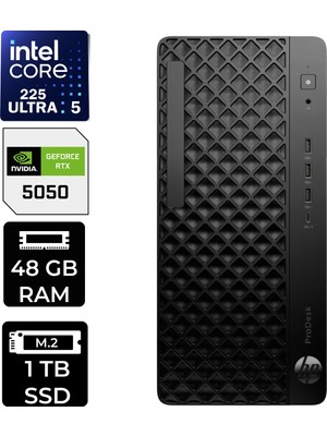 Hp Prodesk 4 Tower G1I Intel Core Ultra 5 225 Rtx 5050 8gb 48GB Ram 1tb SSD WIN11 Home D36TQETP570 Masaüstü Bilgisayar + Per4 USB Bellek