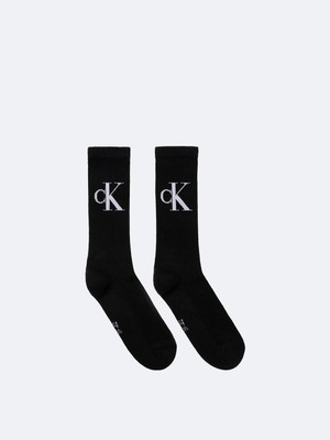 Calvin Klein Erkek Yumuşak Pamuklu Uzun Ck Logo Detaylı Ikili Paket Siyah Çorap C701228802-001