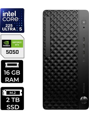 Hp Prodesk 4 Tower G1I Intel Core Ultra 5 225 Rtx 5050 8gb 16GB Ram 2tb SSD WIN11 Home D36TQETP563 Masaüstü Bilgisayar + Per4 USB Bellek