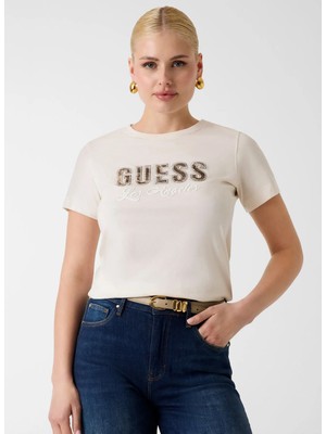 Guess Beyaz Kadın Bisiklet Yaka Regular Fit T-Shirt W6YI30K4349-G012