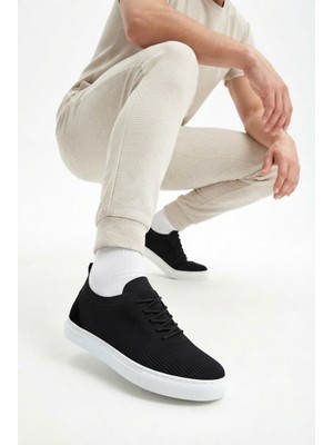 Zerenyus ZRK-X101 Premium Nefes Alan Siyah Beyaz Triko Bağcıklı Günlük Erkek Sneaker