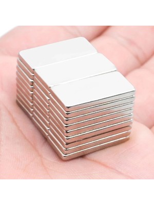 100 Adet 20X10X2 mm Neodyum Mıknatıs Köşeli Magnet N35 Nikel Kaplama Güçlü Kaliteli Dayanıklı ( Lisinya )