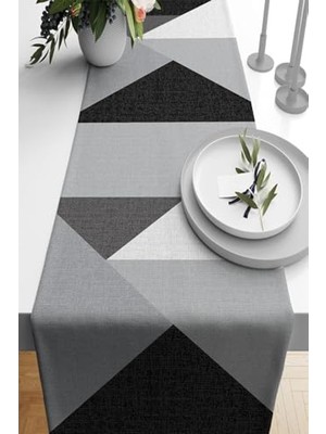 Odea Geometrik Desenli 40X140 cm Leke Tutmaz Kumaş Masa Örtüsü