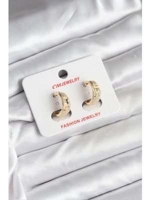 14K Gold Renk Kaplama Lazer Halka cm Kadın Küpe - Lisinya