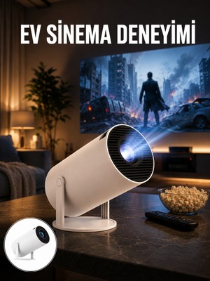 Sinema Projektörü Android HDMI USB Wifi Ses Çıkışlı Ayaklı Projeksiyon Taşınabilir Yeni Nesil - Lisinya