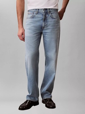 Calvin Klein Erkek Straight Fit Normal Bel Geniş Paça Pamuklu Denim Mavi Jeans LV04RF779G-X3B