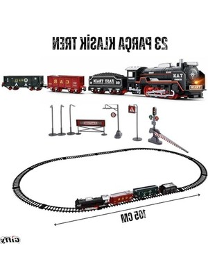 Odea 23 Parça Işıklı Klasik Tren Seti, 105 cm Uzunluğunda