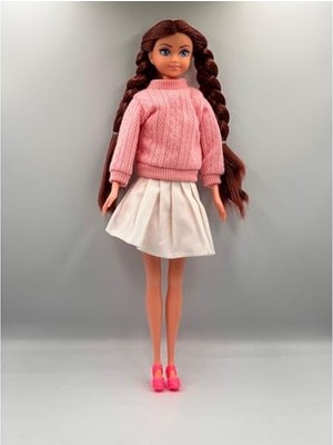 Odea 30 cm Giydirilebilir Prenses Bebek, Örgü Desenli Kombin ile Eğlenceli Oyun