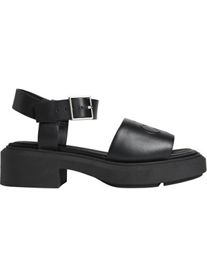 Calvin Klein Kadın Chunky Deri Topuklu Sandalet