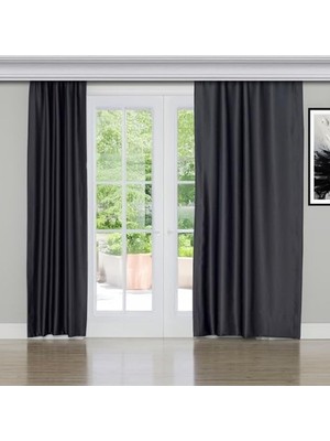 Odea Antrasit Renk 200X260 cm Karartma Fon Perde, Özel Dokuma Kumaş
