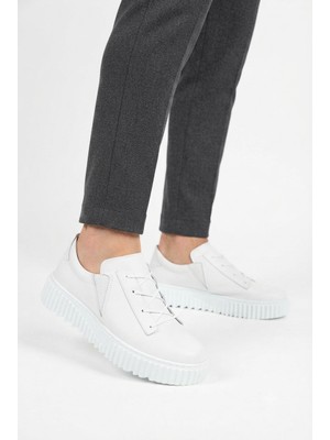 Zerenyus ZRK-502 Yüksek Kalite Kalın Taban Beyaz Lastikli Erkek Sneaker