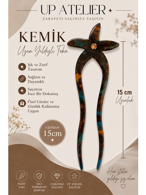 Up Atelier Kemik Uzun Yıldızlı Toka 15CM