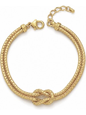 Servi 925 Ayar Gümüş Altın Renk Italyan Love Knot Sevgi Düğümü Bileklik