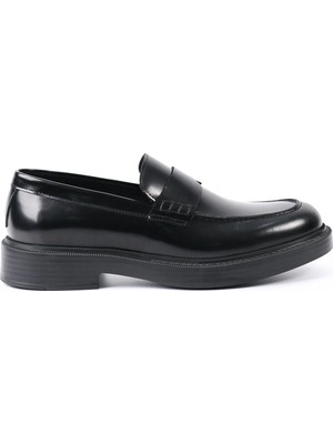 Tuna Hakiki Açma Deri Siyah Loafer Erkek Ayakkabı - E4291