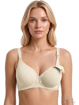 Cottonhill Seamless Bra - Mavelle | Krem Lazer Kesim Klipsli ve Çıtçıtlı Önü Açılabilir Emzirme Sütyeni