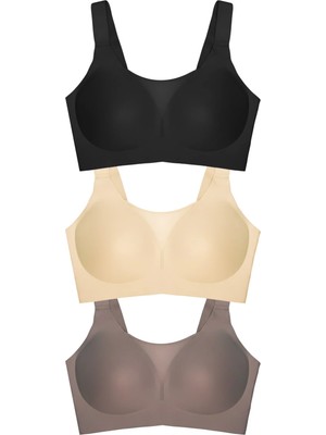 Cottonhill Seamless Bra - Forme | Lazer Kesim Dikişsiz Toparlayıcı Büyük Tüllü Beden Kadın Sütyen 3'lü Paket-2