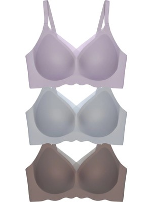 Cottonhill Seamless Bra - Touch | Lazer Kesim Dikişsiz Tül ve Dalga Detaylı Balensiz Kadın Sütyen 3'lü Paket-2
