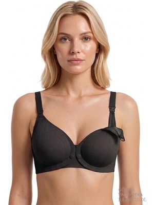 Cottonhill Seamless Bra - Mavelle | Siyah Lazer Kesim Klipsli ve Çıtçıtlı Önü Açılabilir Emzirme Sütyeni