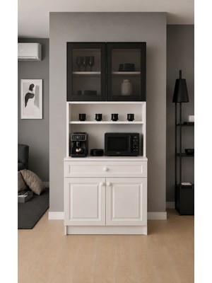 T Designo Tdesigno Sol Çok Amaçlı Dolap-Mikrodalga-Erzak-Airfryer-Mutfak-Kiler Dolabı-Kahve Köşesi-90 cm