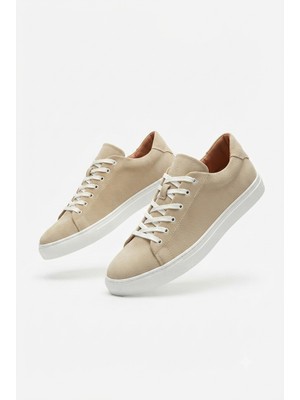 Zerenyus ZRK-X122 Yüksek Kalite Bej Süet Ortopedik Taban Bağcıklı Erkek Sneaker