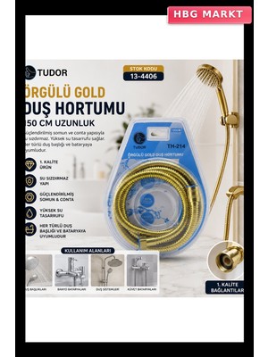 HBG Markt Gold Örgülü Duş Hortumu 150CM Vakumlu Ambalaj