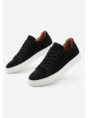 Zerenyus ZRK-X122 Yüksek Kalite Siyah Beyaz Süet Ortopedik Taban Bağcıklı Erkek Sneaker