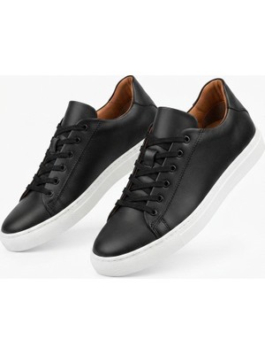 Zerenyus ZRK-X122 Yüksek Kalite Siyah Beyaz Ortopedik Taban Bağcıklı Erkek Sneaker
