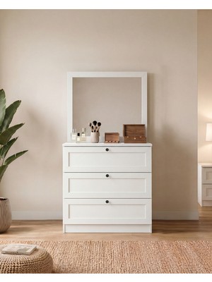Sarmobi Terra Aynalı Şifonyer Y:139 G:75 D:42 / Beyaz