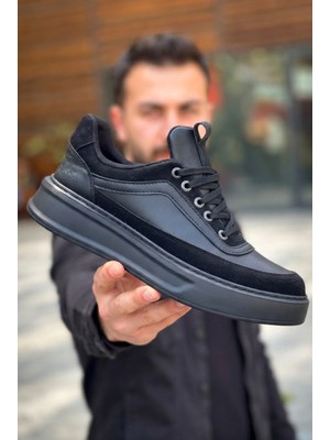 Zerenyus ZRK-X006 Premium Yüksek Taban Siyah Bağcıklı Erkek Sneaker