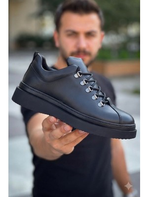 Zerenyus ZRK-X4X Yüksek Kalite Kalın Taban Siyah Bağcıklı Günlük Erkek Sneakers