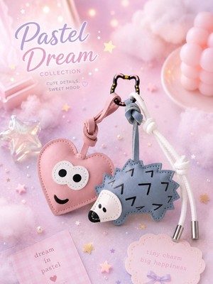 Hace Bazaar 3 Lü Set Cute Forest Friends Charm Set – Çanta & Anahtarlık Aksesuarı  - Kedili Kanca