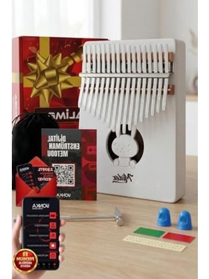 Odea Beyaz Gerçek Ağaç 17 Tuşlu Kalimba Seti, Müzik Eğlencesi Için Ideal
