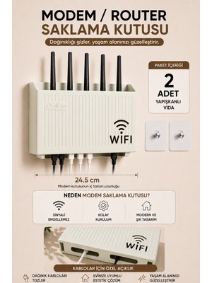 Zefrimo Modem Router Saklama Kutusu Kablo Düzenleyici Duvar Tipi Wifi Pleksi Tasarım Modem Gizleme Kutusu