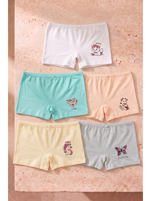 Bony Socks Kız Çocuk Desenli 5'li Boxer